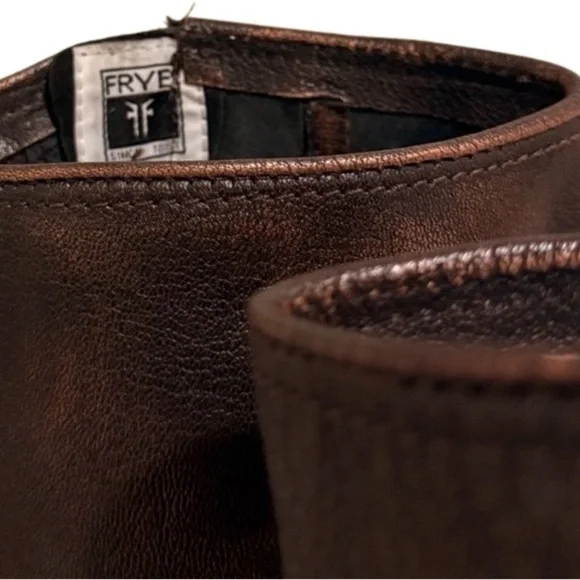 Frye Women’s Veronica Slouch Boot Size 6.5 Metallic Bronze Leather Riding Boot - Picture 5 of 5